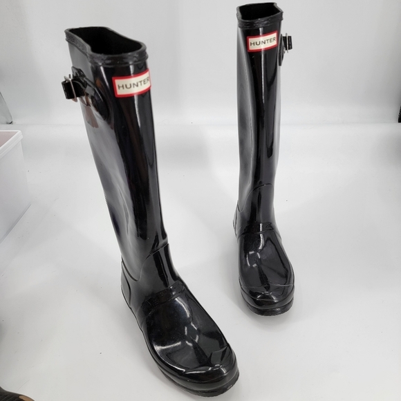 Hunter Tall Rain Boots Black 8